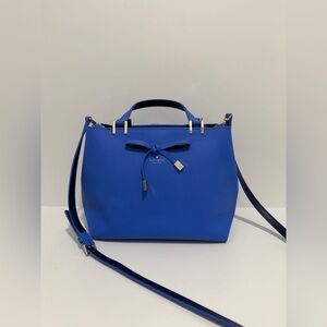 Kate Spade Cherrywood Street Gwyn Crossbody Satchel blue textured leather